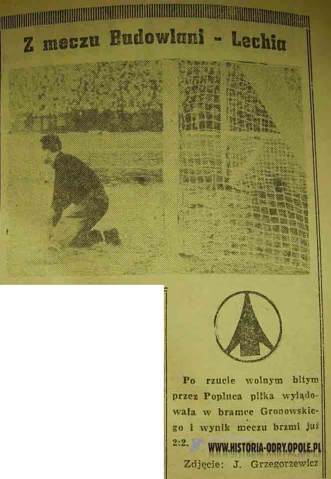 Fotografia ze spotkania "Budowlani" - "Lechia" (1958)