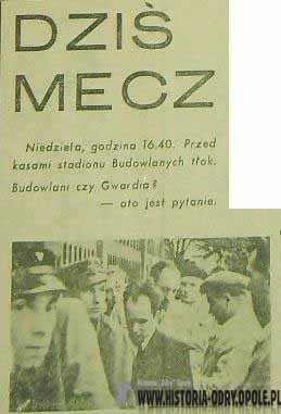 Przed spotkaniem "Budowlani" Opole - "Gwardia" Warszawa (1958)