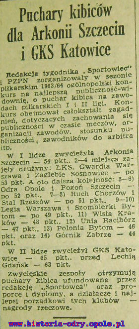 Wzmianka z Trybuny Ludu o Pucharze Kibic&oacute;w